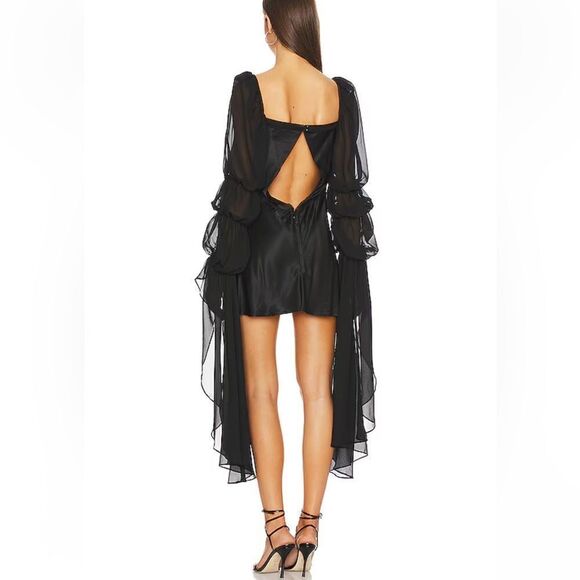 NEW For Love and Lemons Mini Willow Dress Black Size Small - Picture 4 of 13